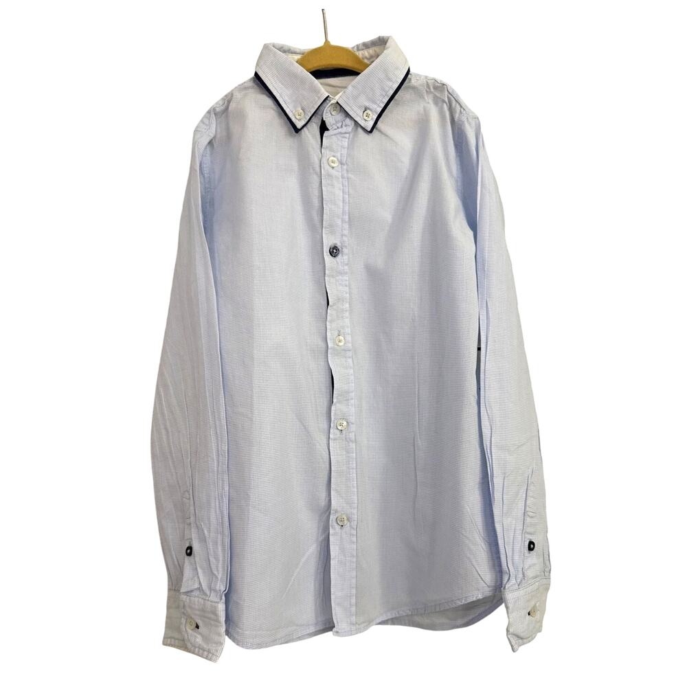 ZARA Blue Button Down Casual Dress Shirt Size Youth 9/10